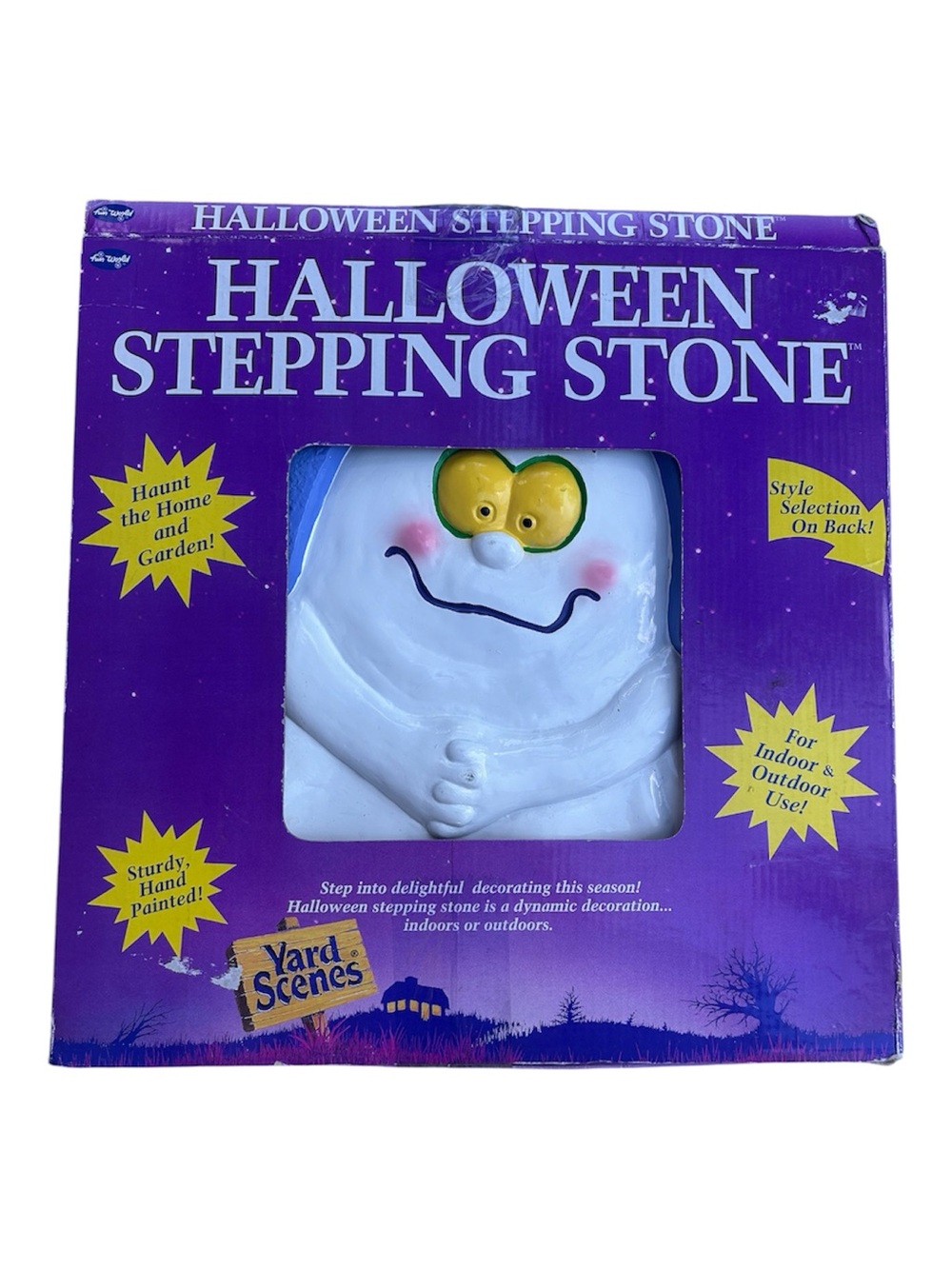 Vintage Halloween Stepping Stone New in Box White Ghost Spooky Scary Fall Decor